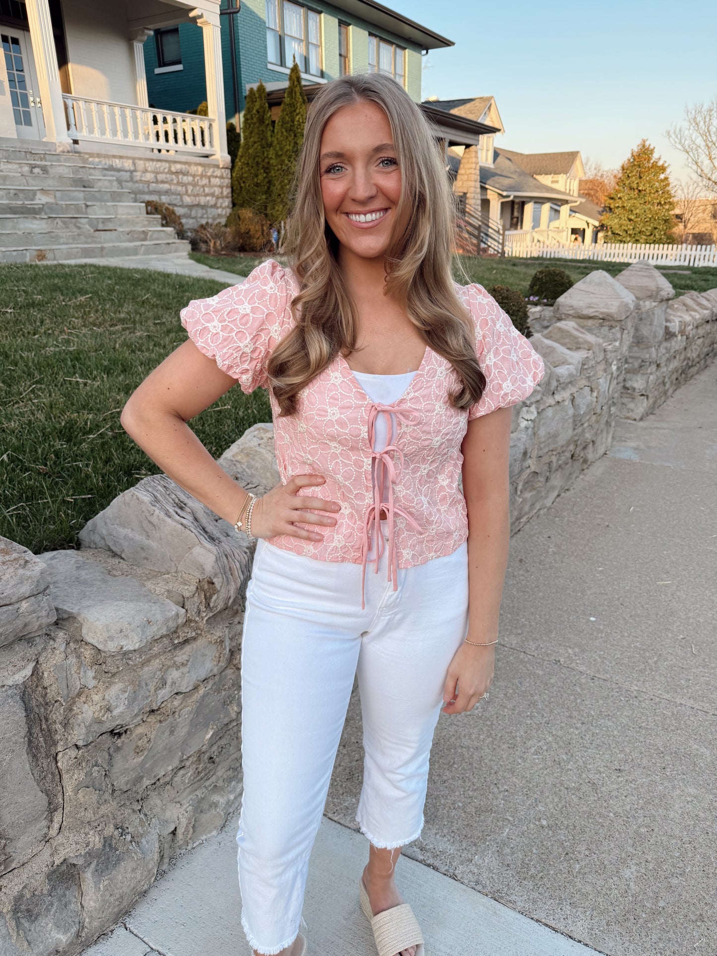 Pink Petals Tie Top