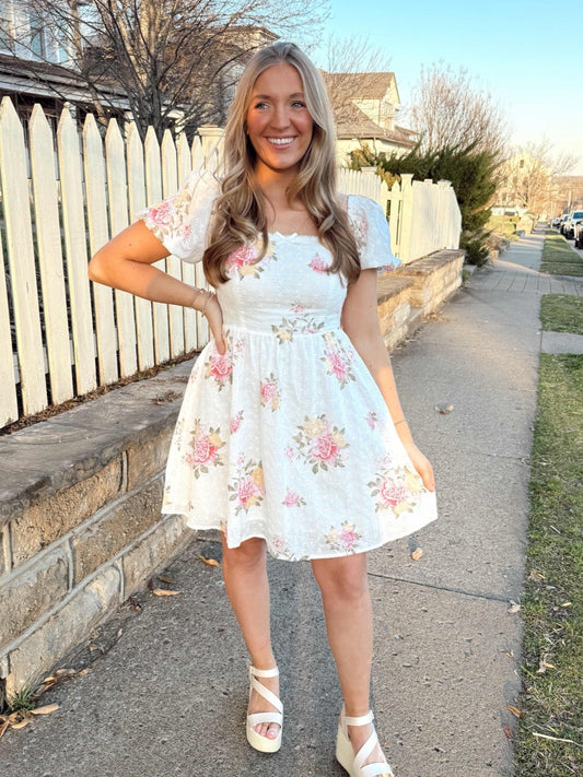 Amelia Eyelet Floral Dress